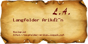 Langfelder Arikán névjegykártya